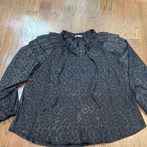 JODIFL Black Leopard Print Blouse